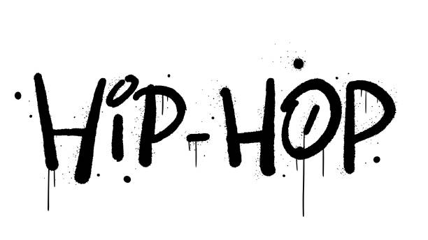 grunge'owa ilustracja hip-hopu z miejskim graffiti street art. koncepcja dla dj-a, podcastu, raperów. fajny nadruk na koszulkę graficzną, streetwear, bluzę z kapturem. symbol retro w stylu vintage. nostalgia za latami 1980, 1990. - ragga stock illustrations