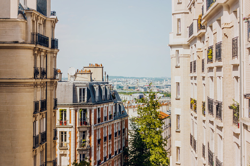 View of Paris buildings and rooftops from Montmartre