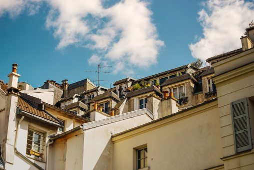 VICHY, FRANCE - August 01, 2017: View on the beautiful old residential buildings in Vichy city in the Allier department of central France