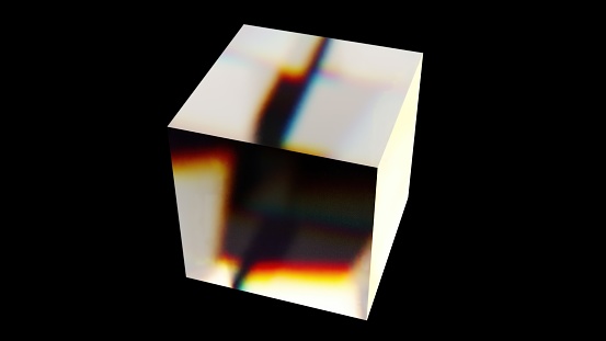 Glossy dispersion cube. Computer generated 3d render