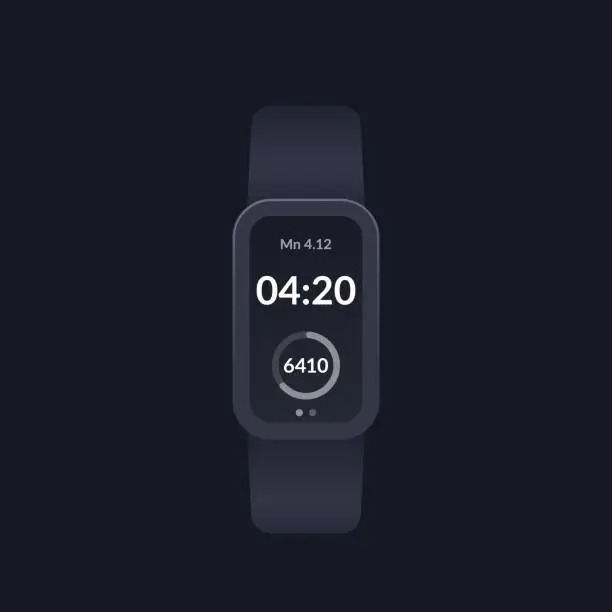 Vector illustration of fitness bracelet vector mockup, activity tracker or step counter ui design