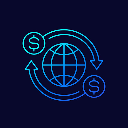 money transfer worldwide icon, linear design