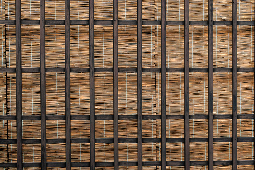 Texture of wicker products. Basket woven from the vine closeup.