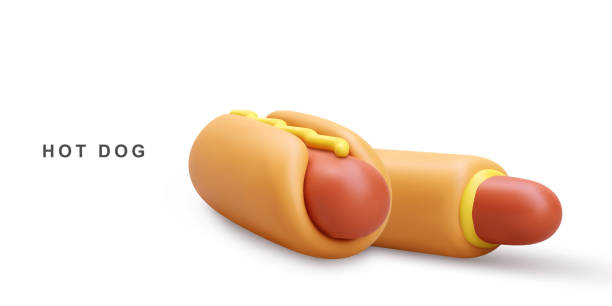 illustrations, cliparts, dessins animés et icônes de deux hot dog réalistes sur fond blanc. illustration vectorielle. - hotdogging