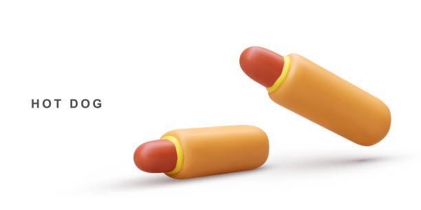illustrations, cliparts, dessins animés et icônes de 3d réaliste deux hot dog. illustration vectorielle. - hotdogging