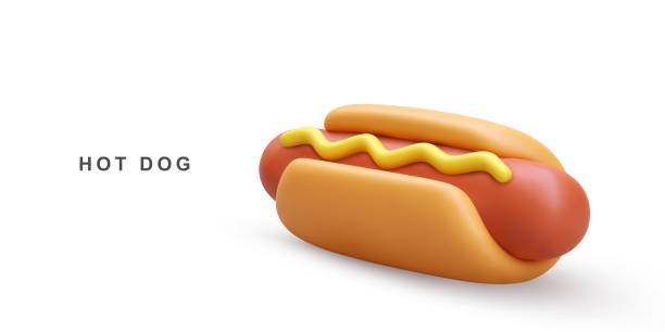 illustrations, cliparts, dessins animés et icônes de hot dog 3d réaliste sur fond blanc. illustration vectorielle. - hotdogging