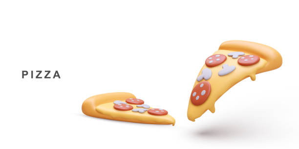 ilustrações de stock, clip art, desenhos animados e ícones de 3d two realistic pizza on white background. vector illustration. - pepperoni