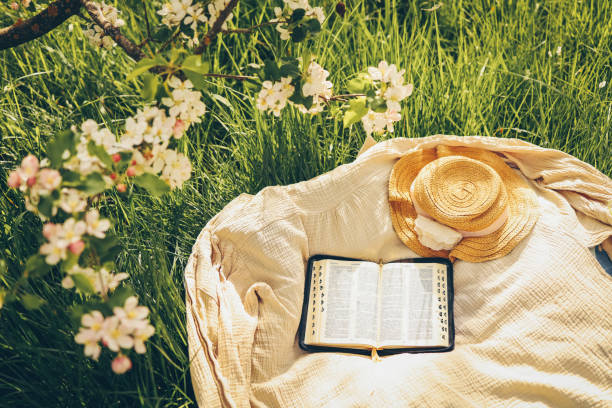 istock Open bible in the garden, christian concept 1505855614