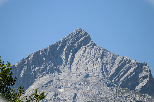 A beautiful view of the tallest mountain in Germany known as the Zugspitze located in the Bavarian Alps.