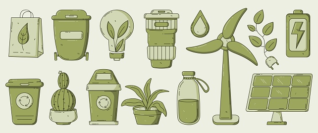 Reduce Objects Set Of Objects On The Topic Of Ecology Eco Lifestyle Zero Waste Recycle ...