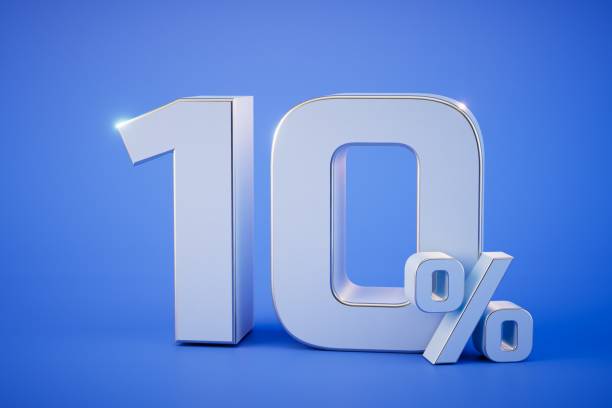 istock discount on popular products. 10 percent lettering on a blue background. 3D render 1505947943