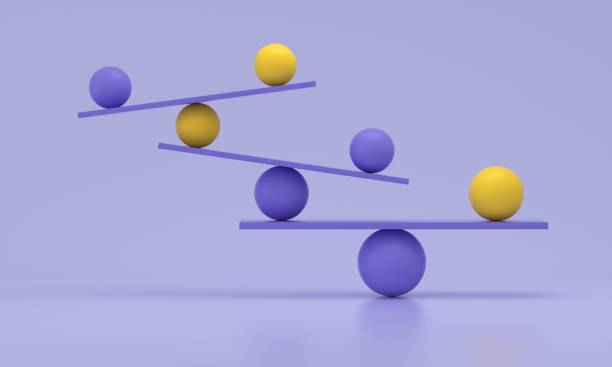 istock Colored Geometric Shapes with multiples Balance Concept Background. 3D rendering. 1505954019