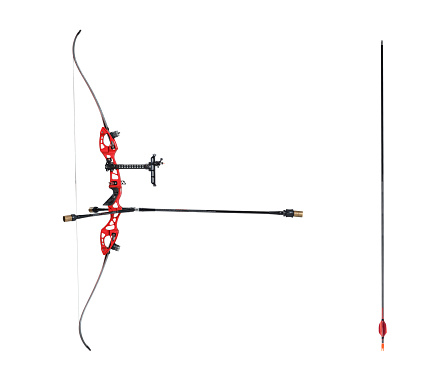 olympic recurve bow and arrow on isolated background.