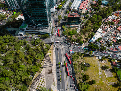 Cityscape of the south of Mexico City, intersection of Avenues Insurgentes and Eje 10