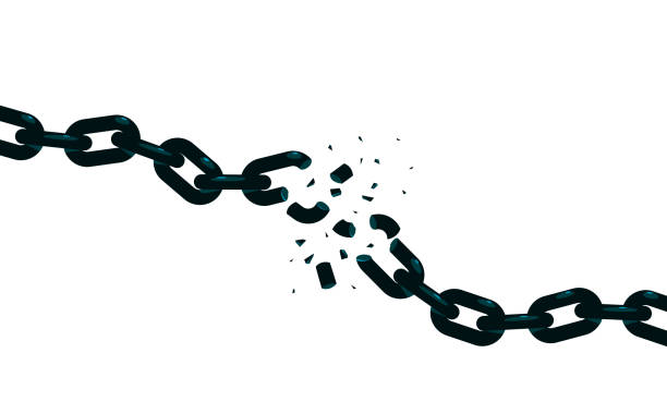 istock Breaking chain freedom and liberty concept vector illustration in poster style, liberation, weak link concept. 1506037817