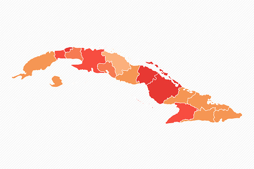 Colorful Cuba Divided Map Illustration, can be used for business designs, presentation designs or any suitable designs.