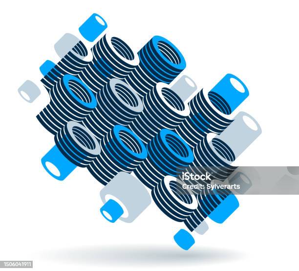 Cylinders Pattern Vector Abstract 3d Isometric Background Geometric ...