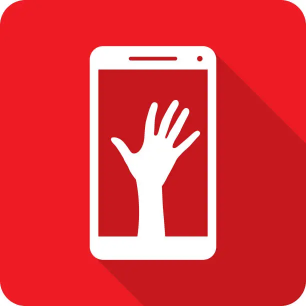 Vector illustration of Hand Smartphone Icon Silhouette 4