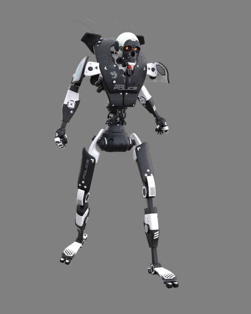 istock Futuristic sci-fi police robot droid. isolated 3D rendering. 1506050555