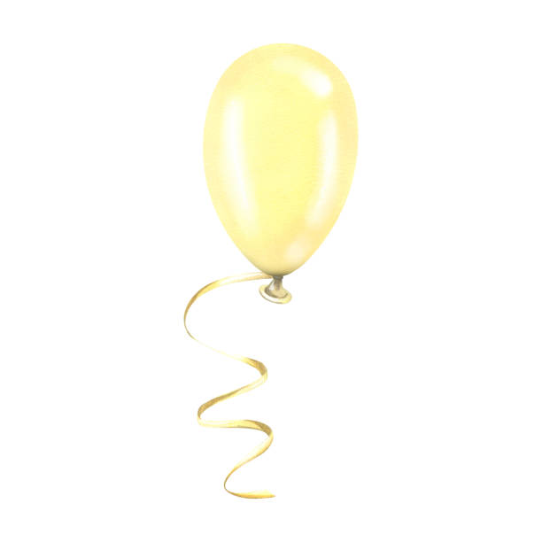 istock Yellow balloon with ribbon. Watercolor illustration, hand drawn. Isolated object on a white background. 1506066742