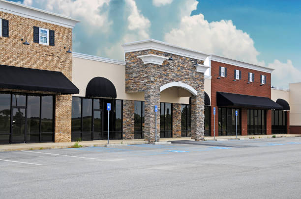 New Commercial Building New Commercial, Retail and Office Space available for sale or lease commercial real estate stock pictures, royalty-free photos & images