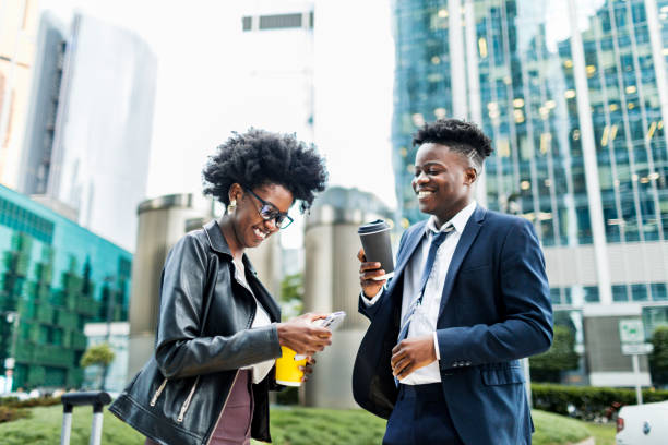 istock Young adult black business people having coffee break 1506072976