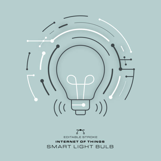 Light Bulb  - Editable Stroke vector art illustration