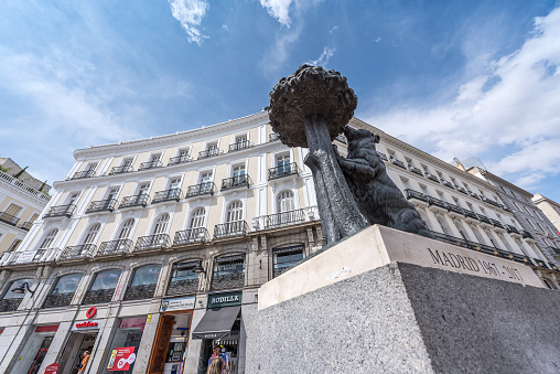 Napoleon on horseback monument in France city of Rouen, summer day.