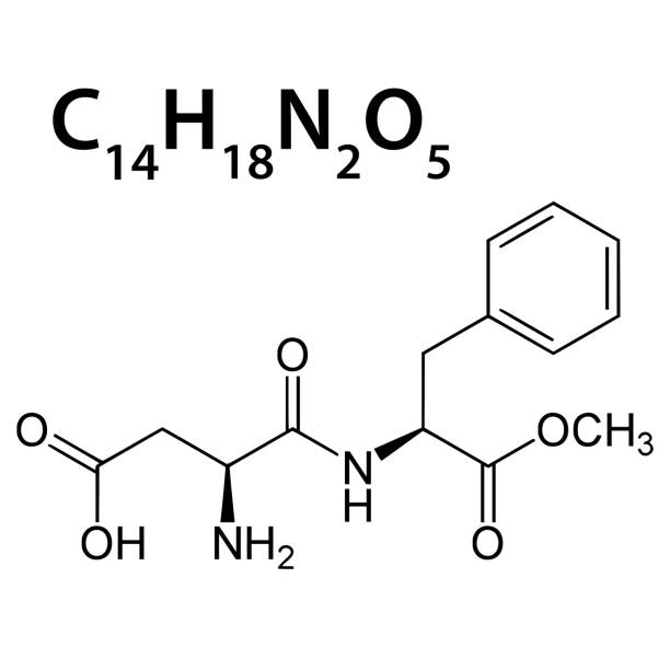 The aspartame sweetener Chemical structure of aspartame molecule chemical formula for aspartame stock illustrations