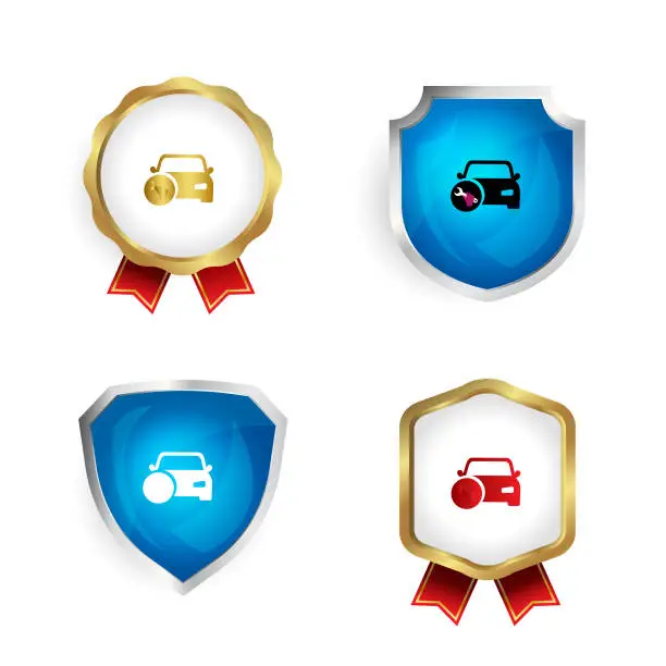 Vector illustration of Abstract Car Repair Badge and Label Collection