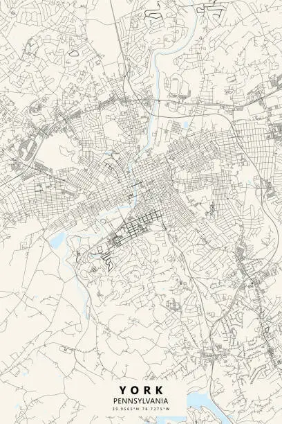 Vector illustration of York, Pennsylvania, USA Vector Map