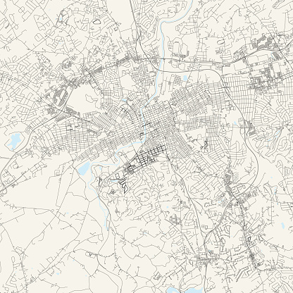 Topographic / Road map of York, PA. Map data is public domain via census.gov. All maps are layered and easy to edit. Roads are editable stroke.