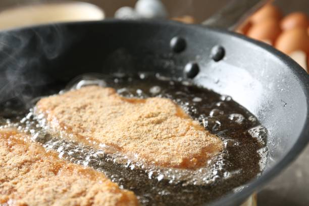 istock Cooking schnitzels in frying pan, closeup view 1506162124