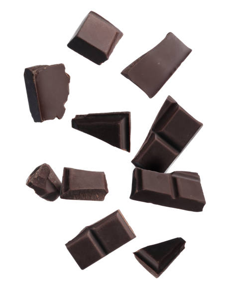 istock Pieces of chocolate bar falling on white background 1506162143