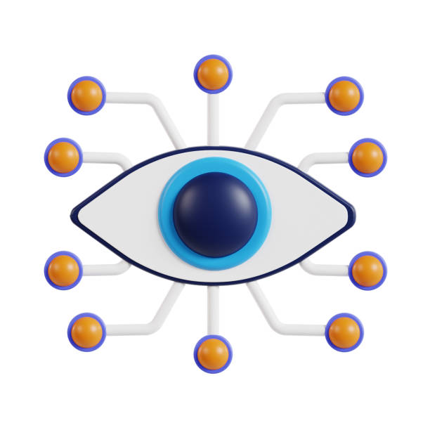 3D eye icon for biometric scanning identification. Eye Recognition 3D Icon. Artificial Intelegence Eye Recognition