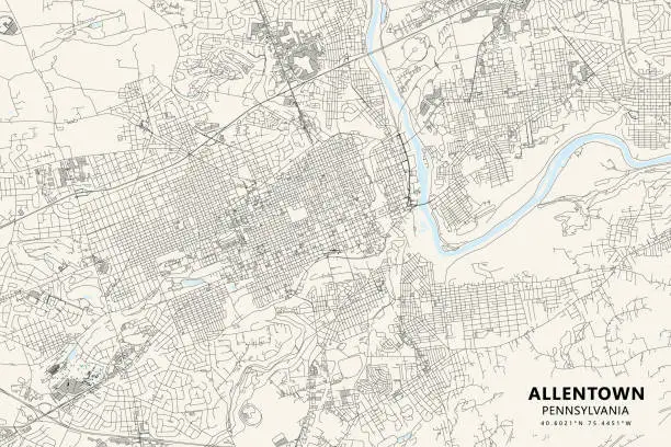 Vector illustration of Allentown, Pennsylvania, USA Vector Map