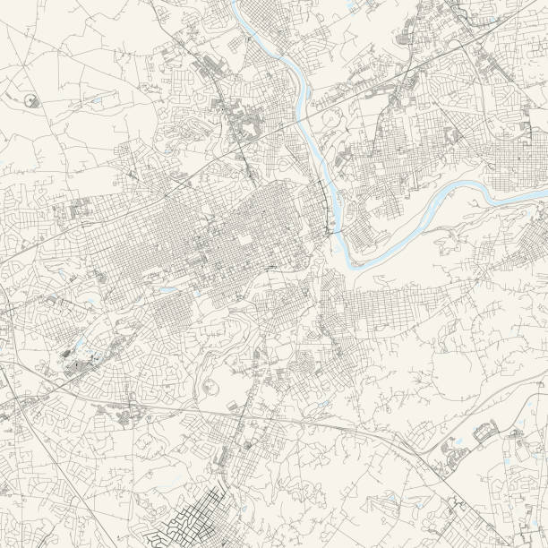 Allentown, Pennsylvania, USA Vector Map Topographic / Road map of Allentown, PA. Map data is public domain via census.gov. All maps are layered and easy to edit. Roads are editable stroke. allentown pennsylvania stock illustrations