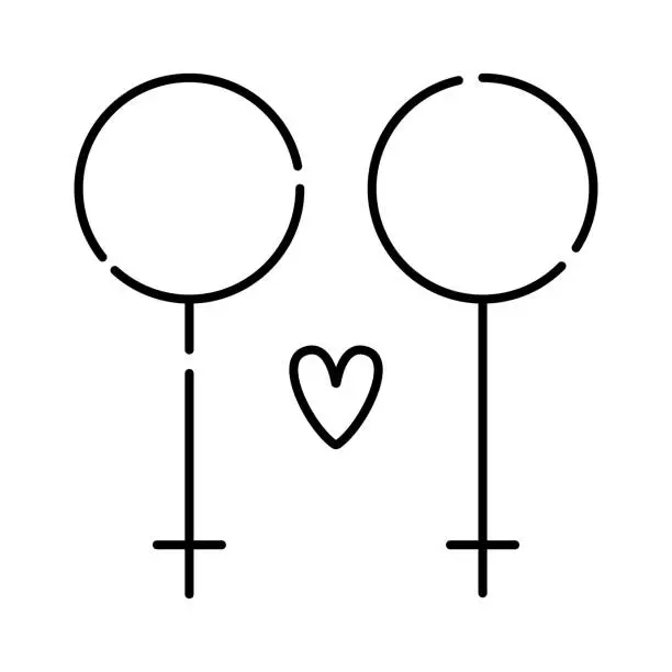 Vector illustration of Lesbian sign line icon