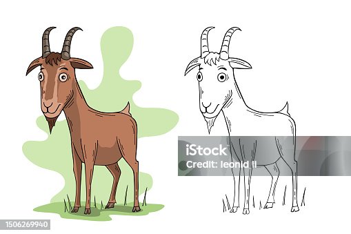 istock Goat farm animal cartoon illustration 1506269940