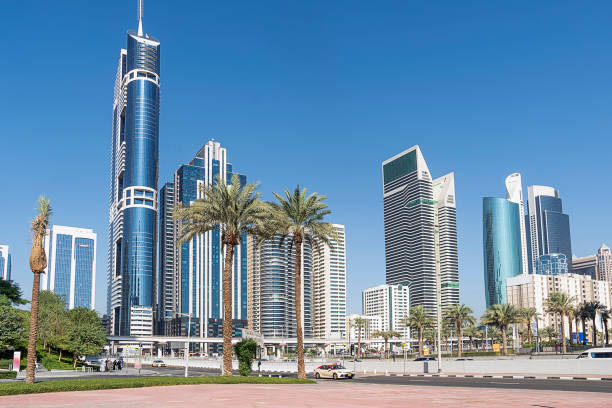 istock Tall skyscrapers against the blue sky. Dubai. 1506273915