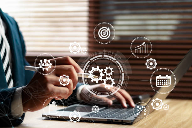 istock Concept for success. Business process analysis and innovation with global network connectivity. 1506464586