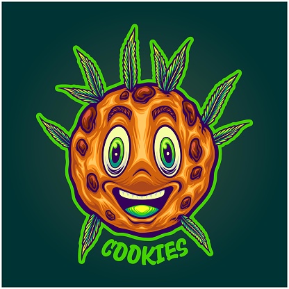 Happy girl scout cookies cannabis strain illustrations vector illustrations for your work logo, merchandise t-shirt, stickers and label designs, poster, greeting cards advertising business company or brands