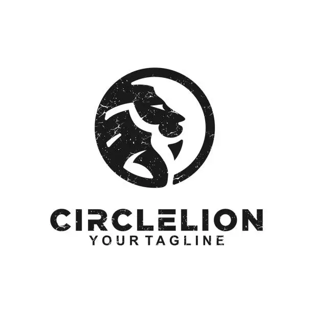 Vector illustration of Circle Lion Head Vector symbol Design Template Idea