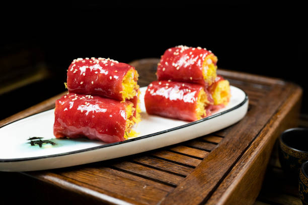 istock Strawberry Jam Wrapped Pork Floss Burrito,healthy and light diet,Cantonese breakfast,Guangdong,China,indoor shot, close-up 1506549494