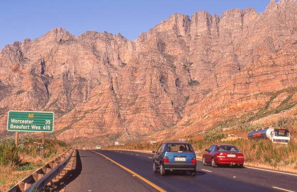 Western Cape Province, South Africa - April 8, 2023: A view of the scenic Du Toit's Klook Pass on the N1 national road near Worcester in the Western Cape of South Africa.