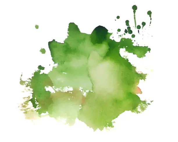 Vector illustration of abstract green watercolor splatter stain texture background