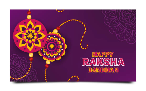 Raksha Bandhan Greeting Card Template Indian Religious Festival Raksha Bandhan Greeting Card Template with Creative Rakhi rakhi stock illustrations