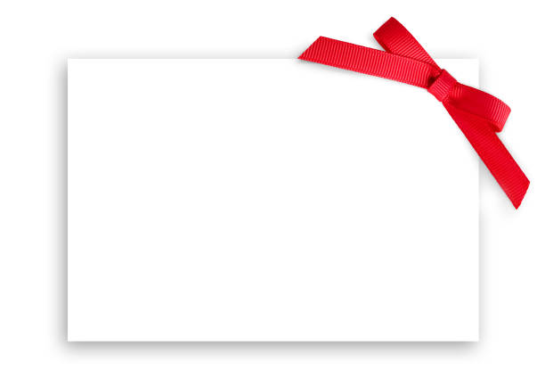 istock White card with red bow on the right top corner. 1506576573