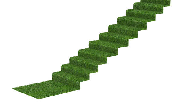 istock Green staircase on white background,environmental conservation corridor steps,3d rendering 1506602586