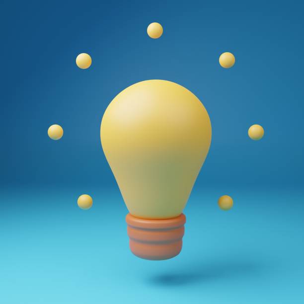 istock 3d render cute cartoon electric light bulb icon with rays of light 1506654340